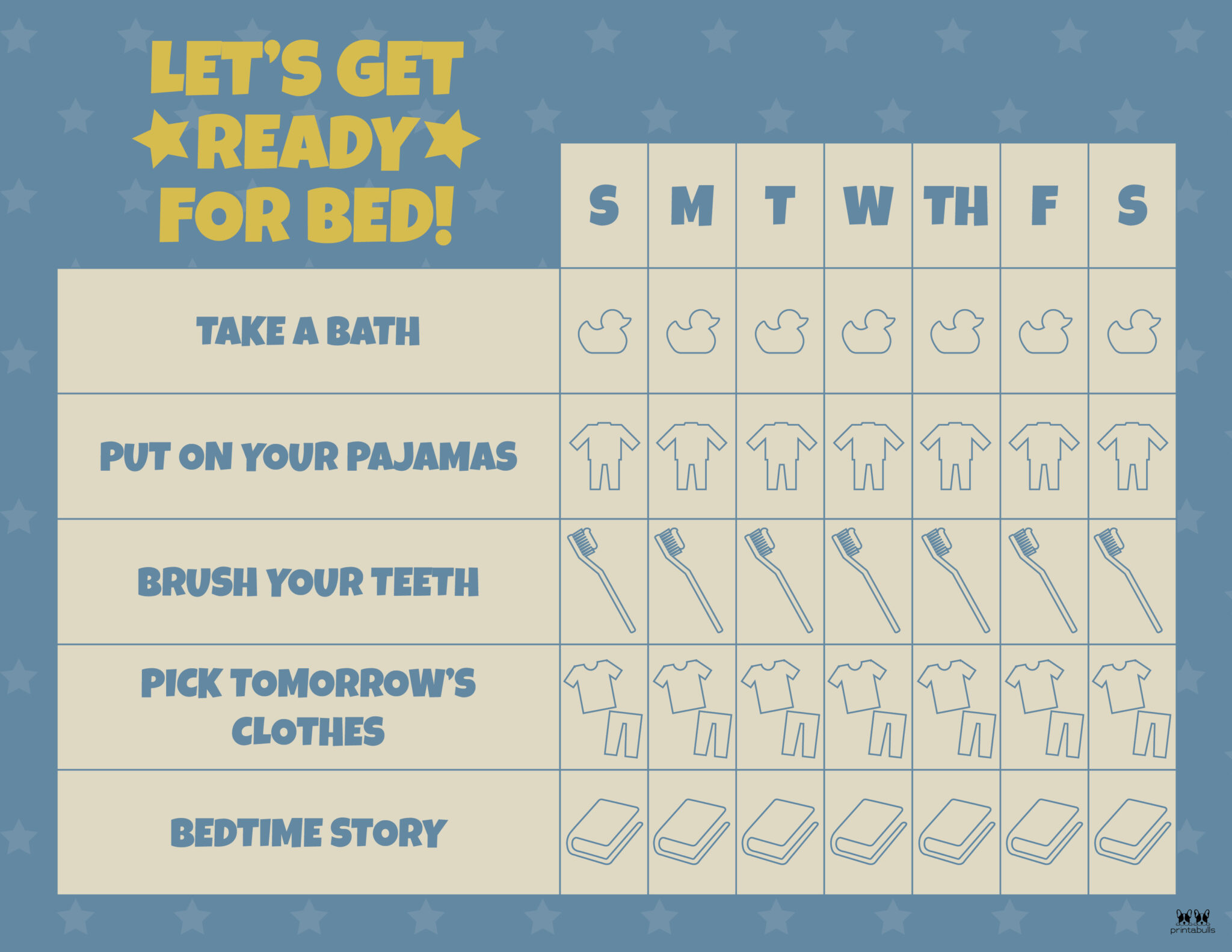 Bedtime Routine Charts Free Printables Printabulk