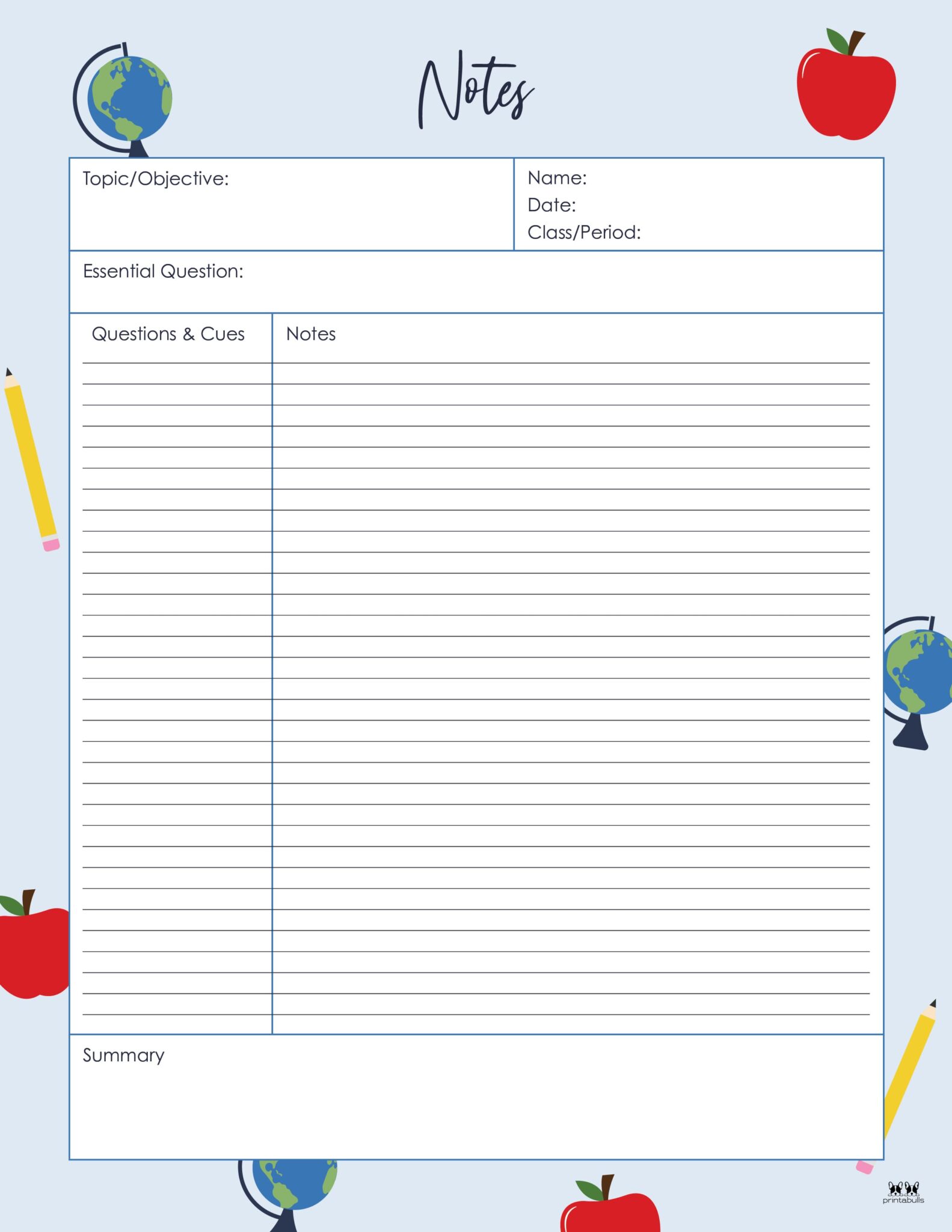 Cornell Notes Templates 15 FREE Printables Printabulls