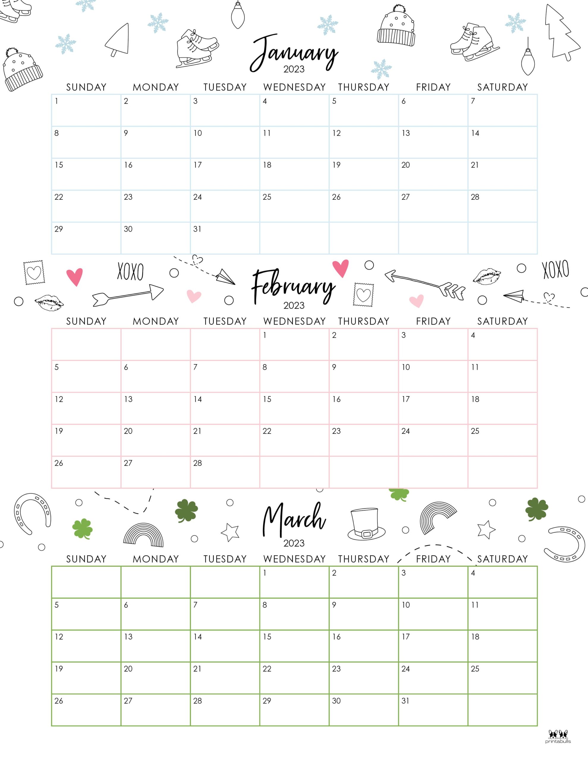 Three Month Quarterly Calendars 32 FREE Calendars PrintaBulk