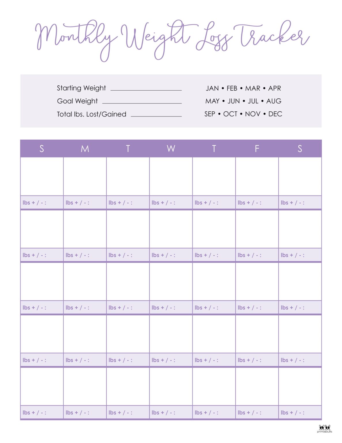 Weight Loss Trackers Free Printables Printabulls