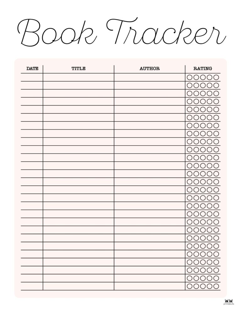 Book Trackers Free Trackers Printabulls