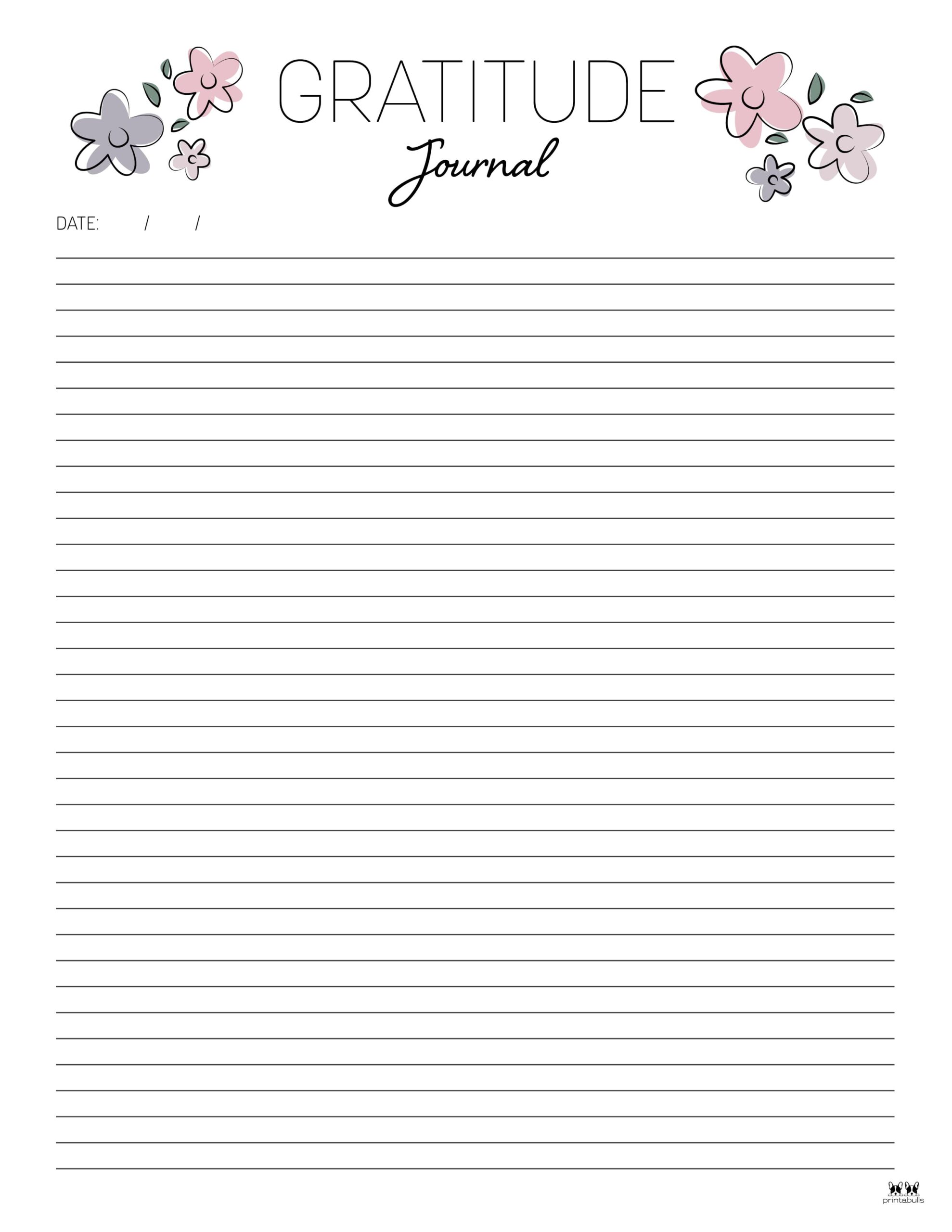 Gratitude Journal Templates Free Printables Printabulls