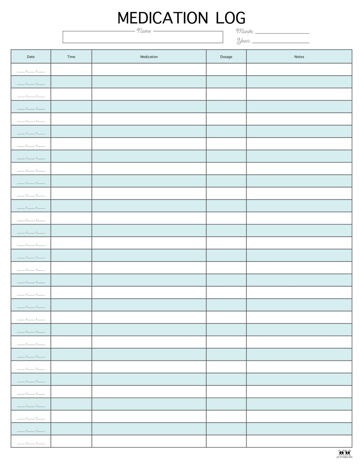 Medication Logs Free Printables Printabulls