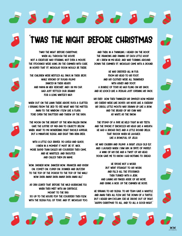 Twas The Night Before Christmas Printables Printabulls