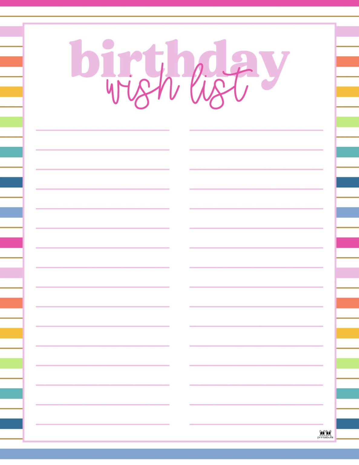 Birthday Wish List Templates Free Lists Printabulls