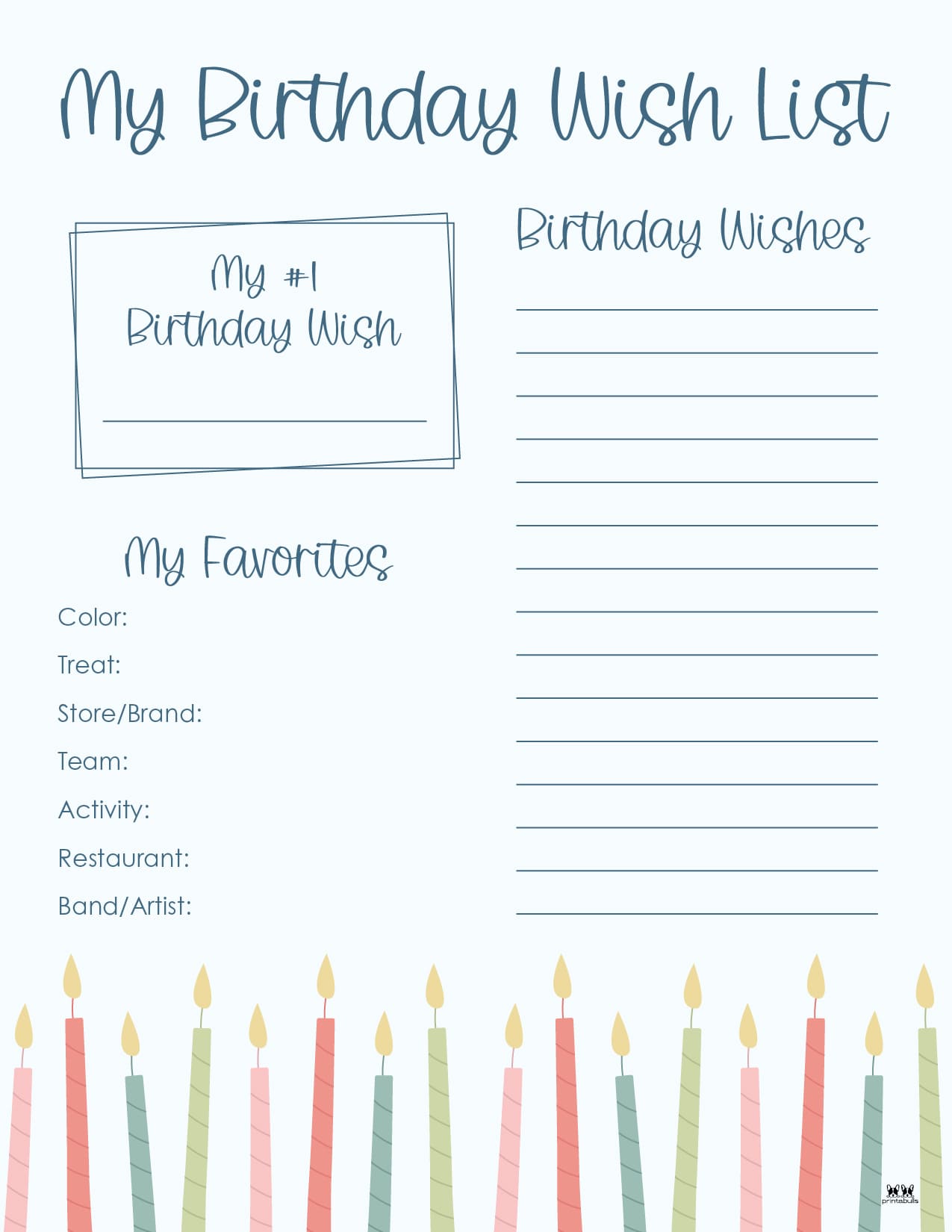 Birthday Wish List Templates Free Lists Printabulls