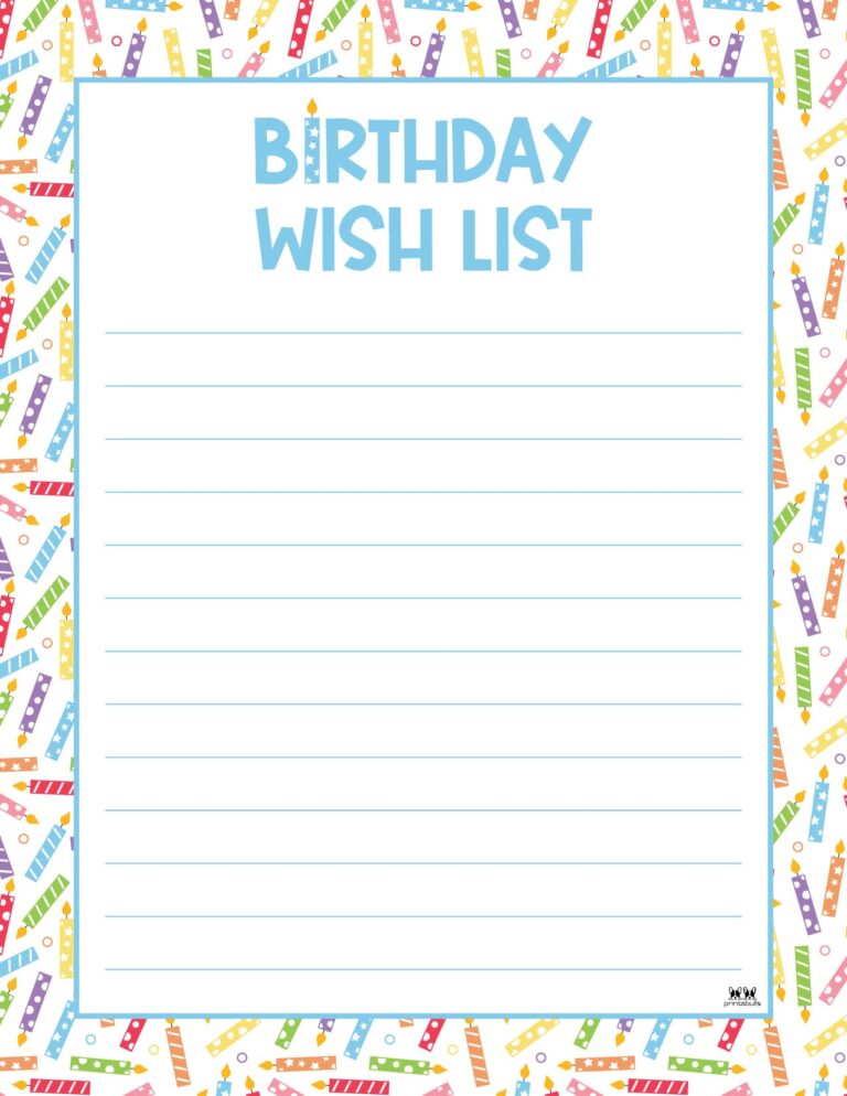 Birthday Wish List Templates Free Lists Printabulls