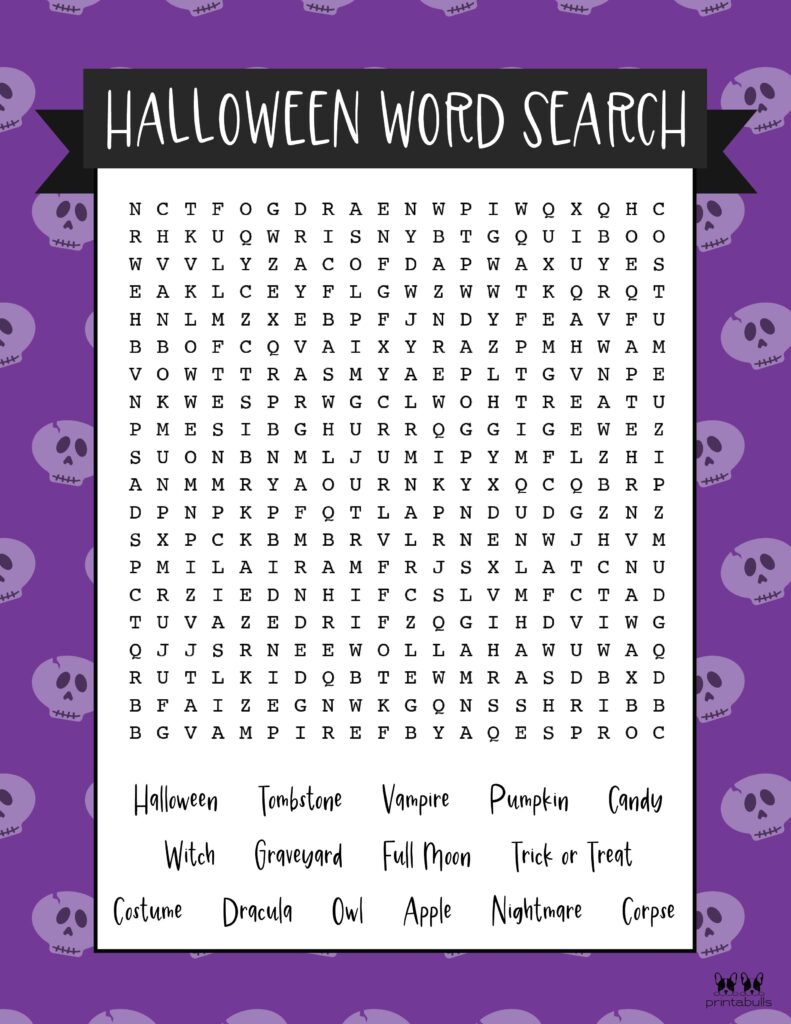free printable halloween word searches printabulls