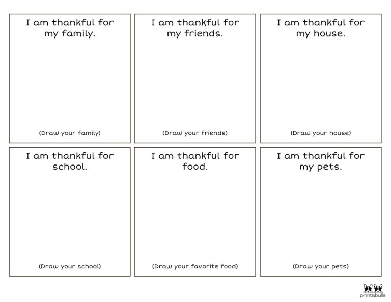 'I Am Thankful For' Printables 10 Unique Worksheets Printabulls