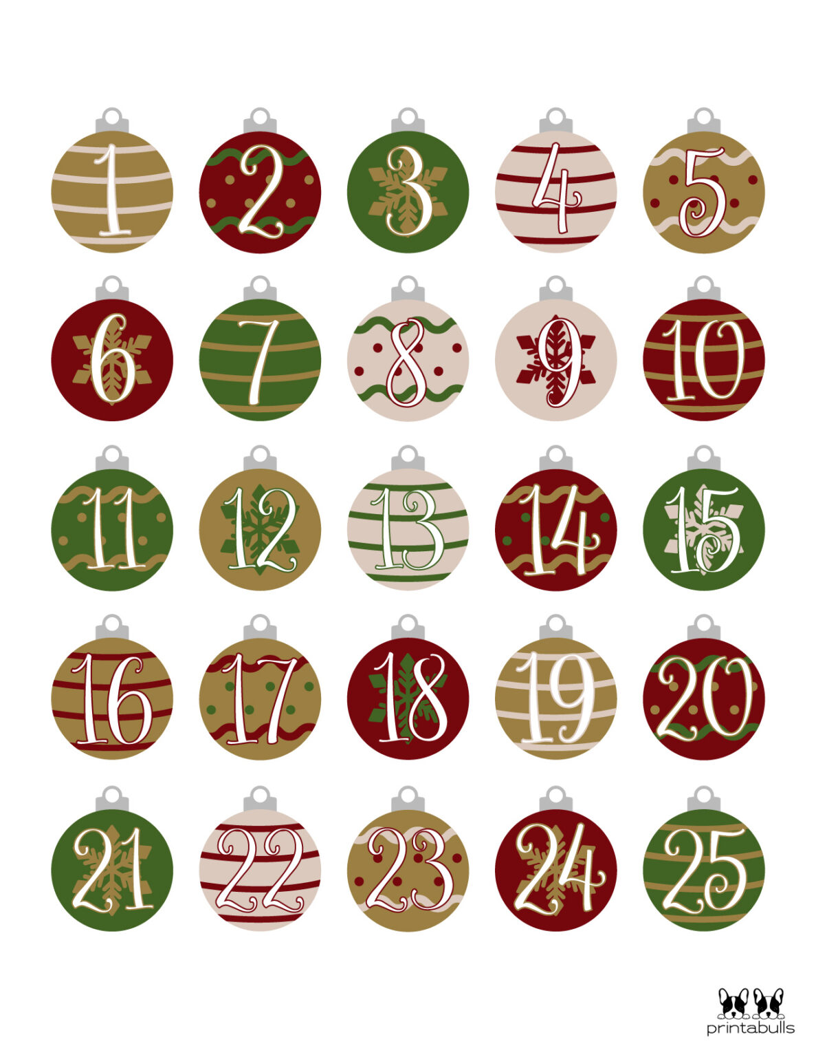 Printable Christmas Numbers 1-50