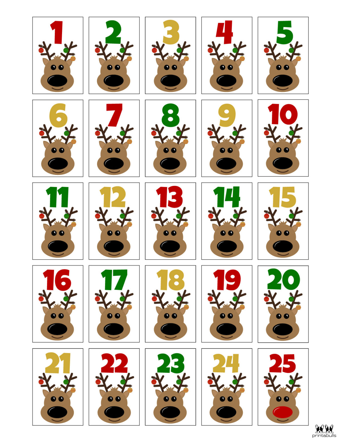 Christmas Numbers Printabulls