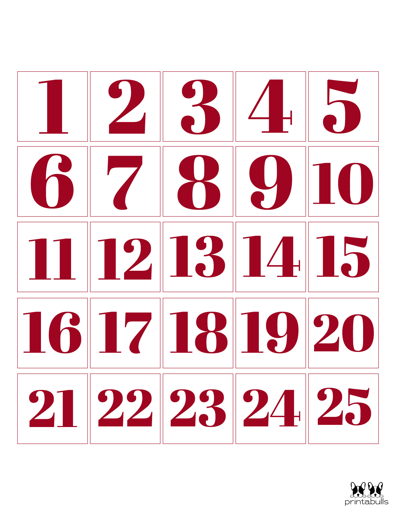 Christmas Numbers Printabulls