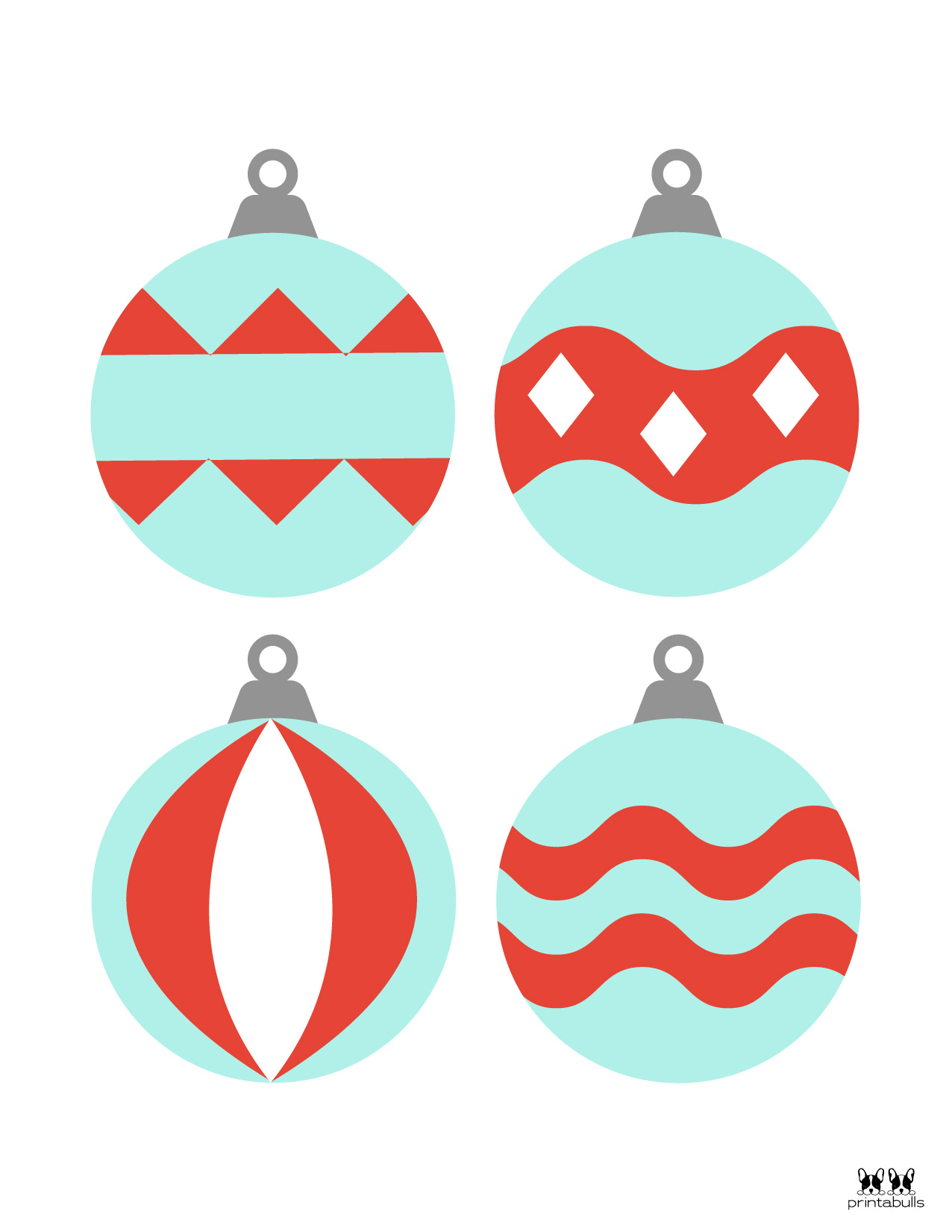 Printable Colored Christmas Ornaments