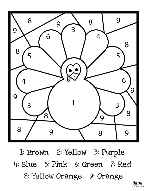 Thanksgiving Color By Number Printables Printabulls