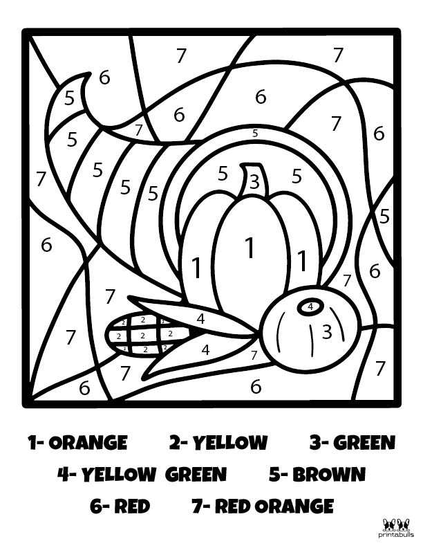 Thanksgiving Color By Number Printable Free Free Thanksgiving Color By Number Printable Coloring
