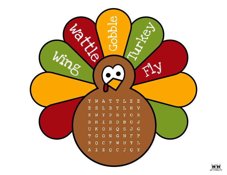 Printable Thanksgiving Word Search-Easy 1