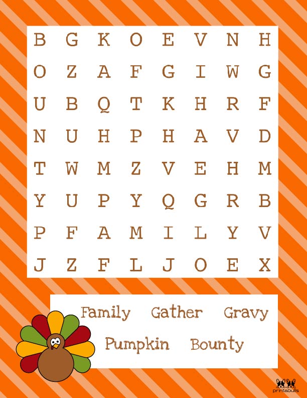 Printable Thanksgiving Word Search-Easy 4