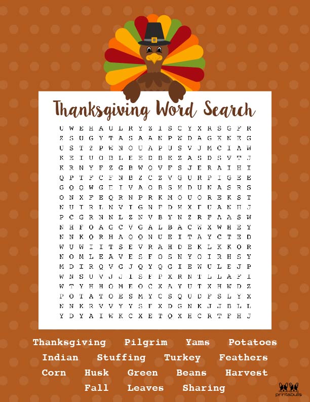 Printable Thanksgiving Word Search-Hard 2