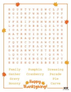 Thanksgiving Word Searches | Printabulls