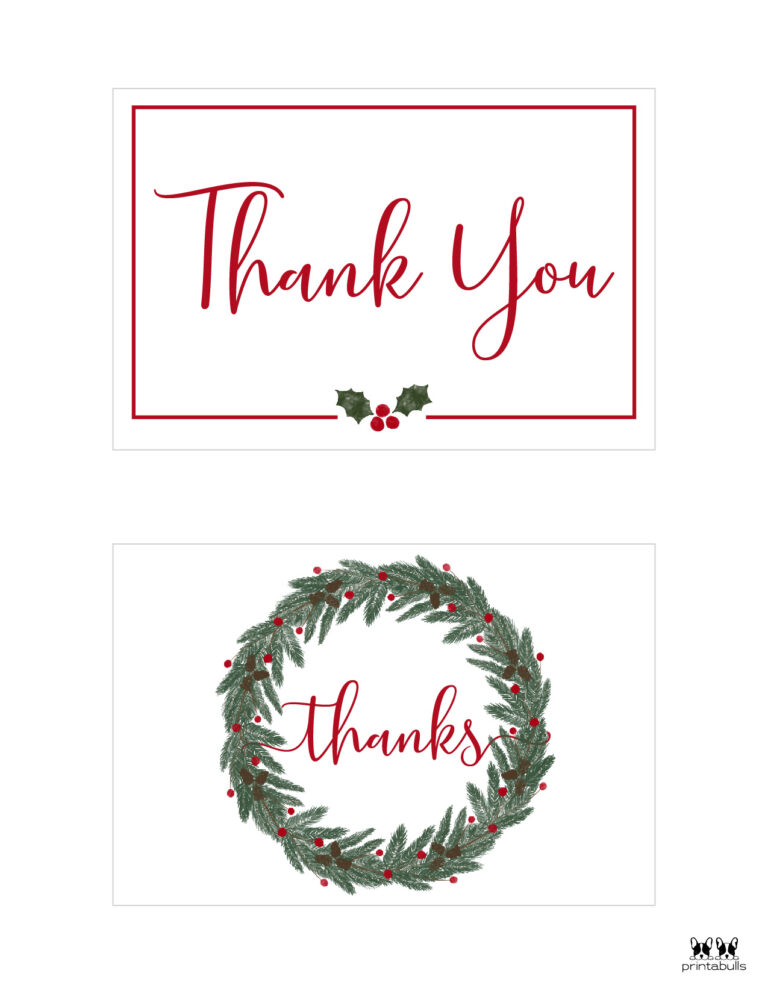 Christmas Thank You Cards 25 Free Printable Cards Printabulls