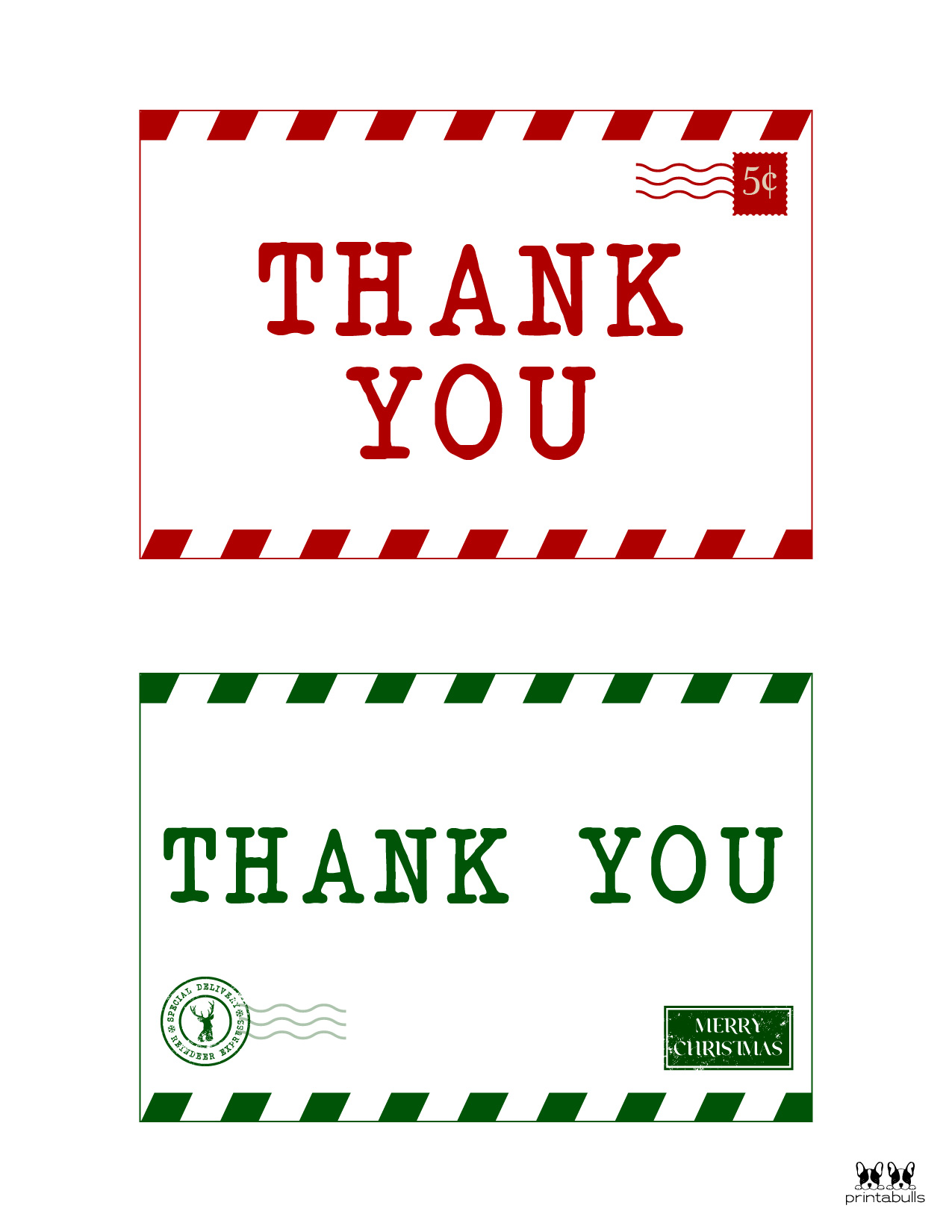 Christmas Thank You Cards 25 Free Printable Cards Printabulls