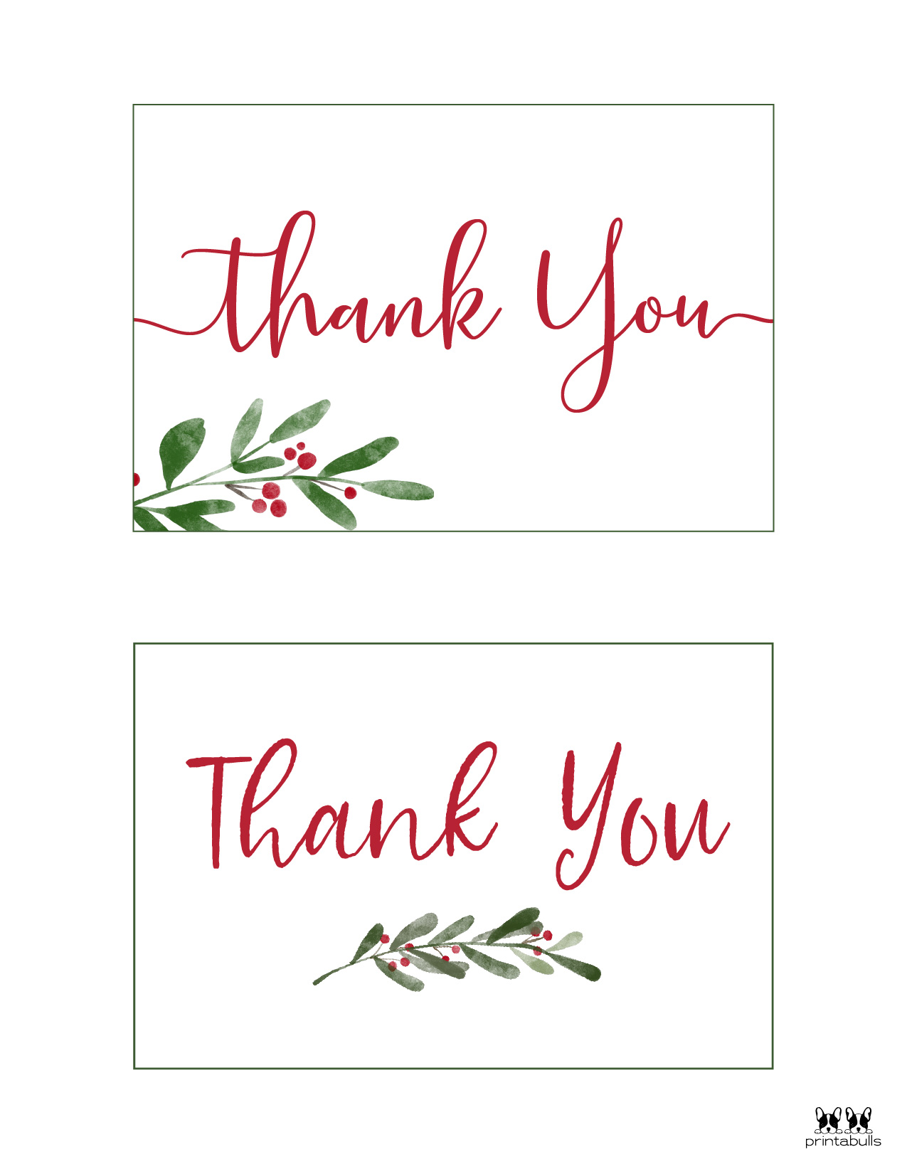 Christmas Thank You Cards - 25 Free Printable Cards | Printabulls