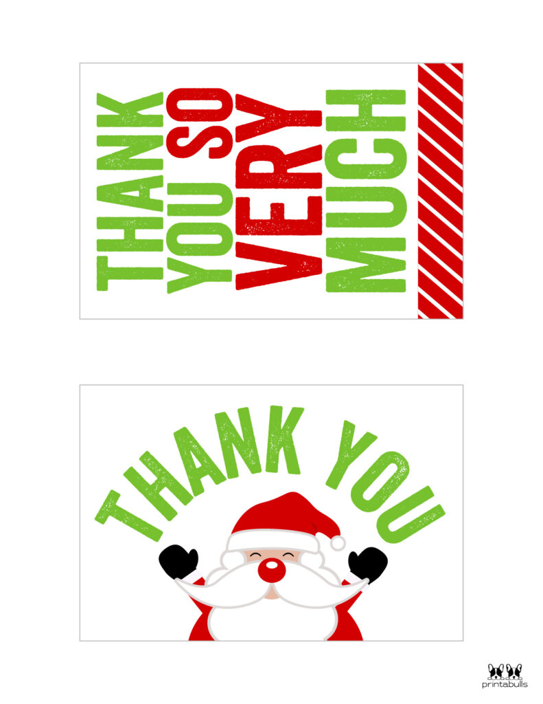 Printable Christmas Thank You Notes