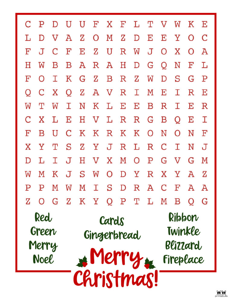 Christmas Word Searches - 25 Free Printables 