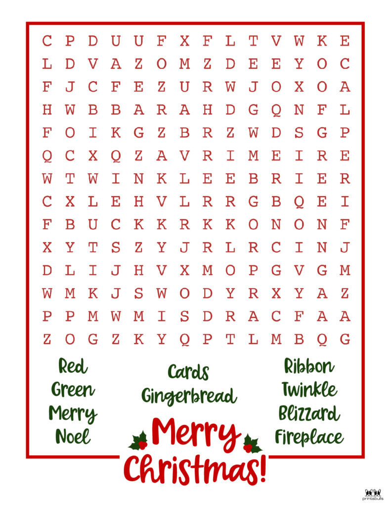 Christmas Word Searches - 25 Free Printables | Printabulls
