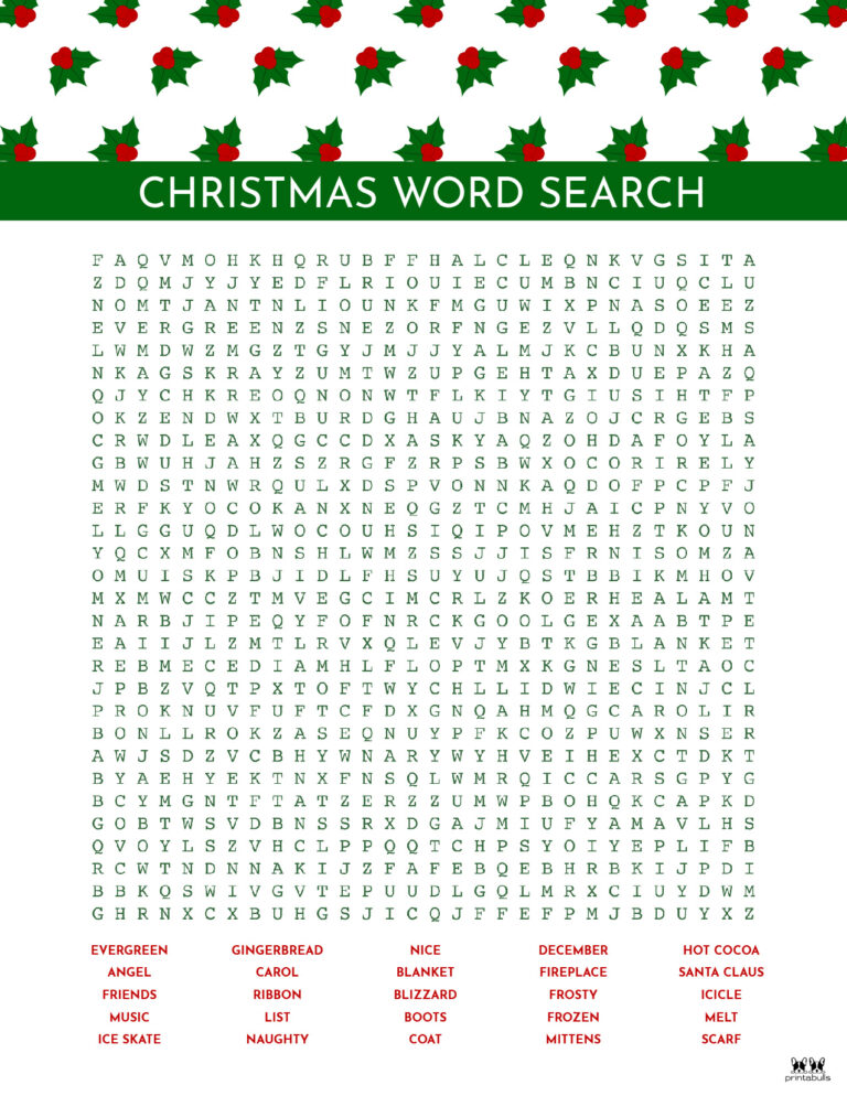 Christmas Word Searches - 25 Free Printables | Printabulls