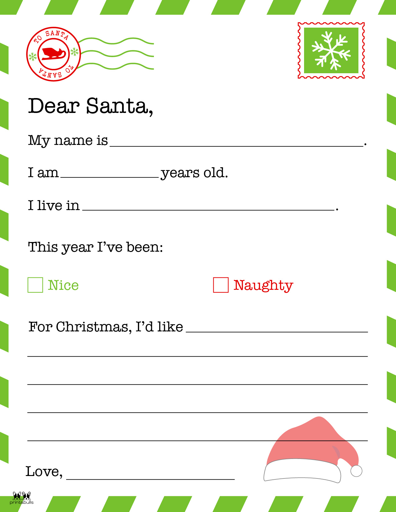 free printable dear santa letter template word