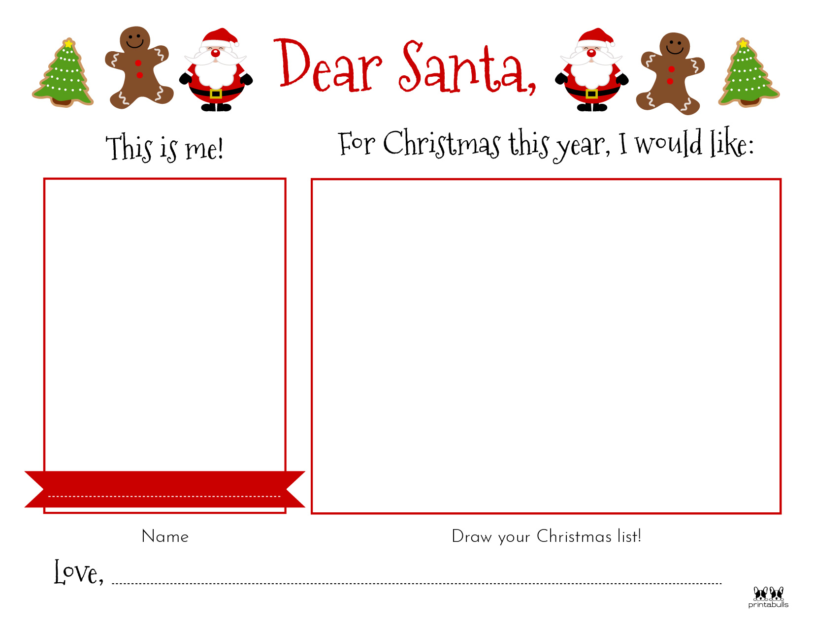 Dear Santa Letter Printables - FREE | Printabulls