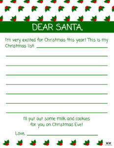 Dear Santa Letter Printables - FREE | Printabulls