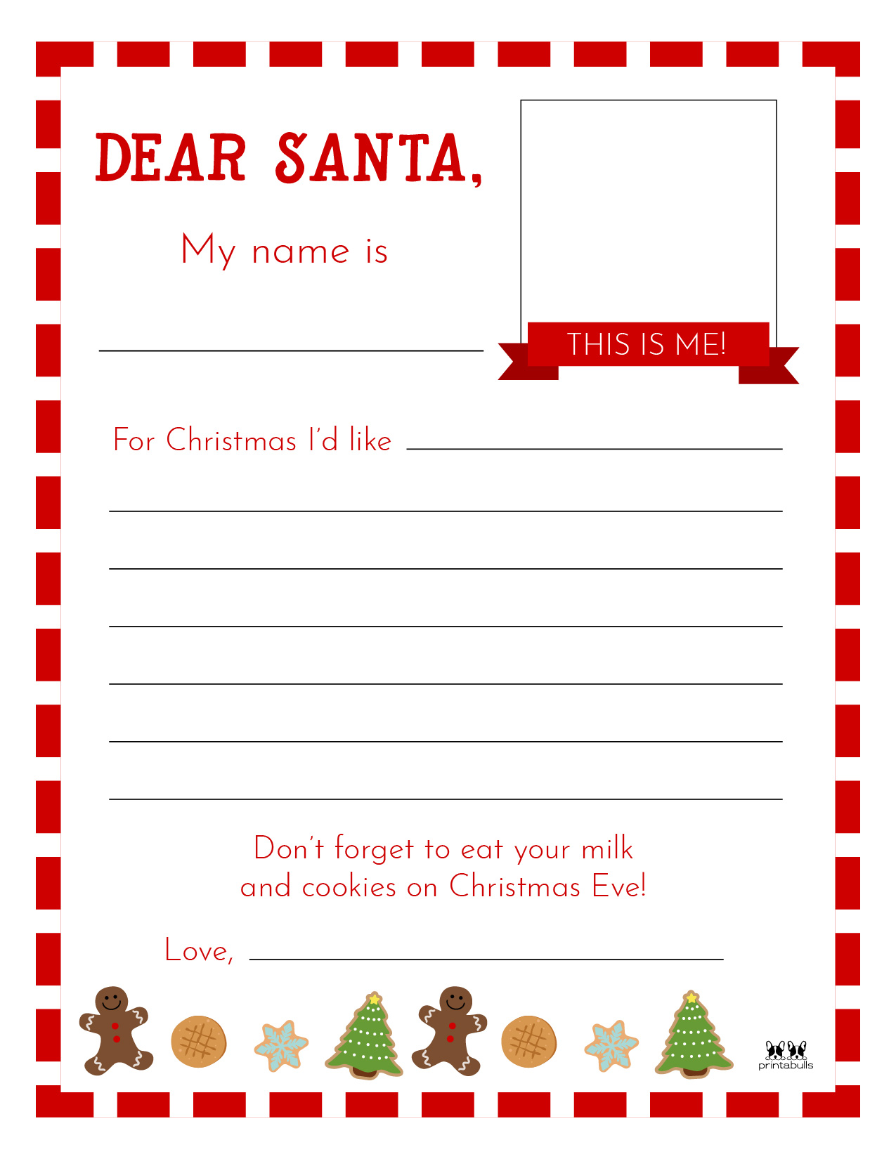 Dear Santa Letter Printables FREE Printabulls