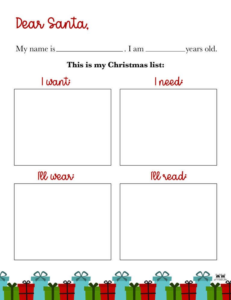 Dear Santa Letter Printables - FREE | Printabulls