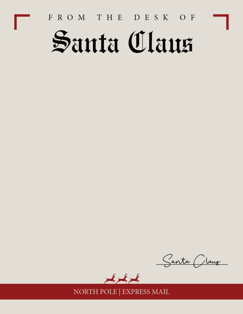 free santa stationery templates for google docs