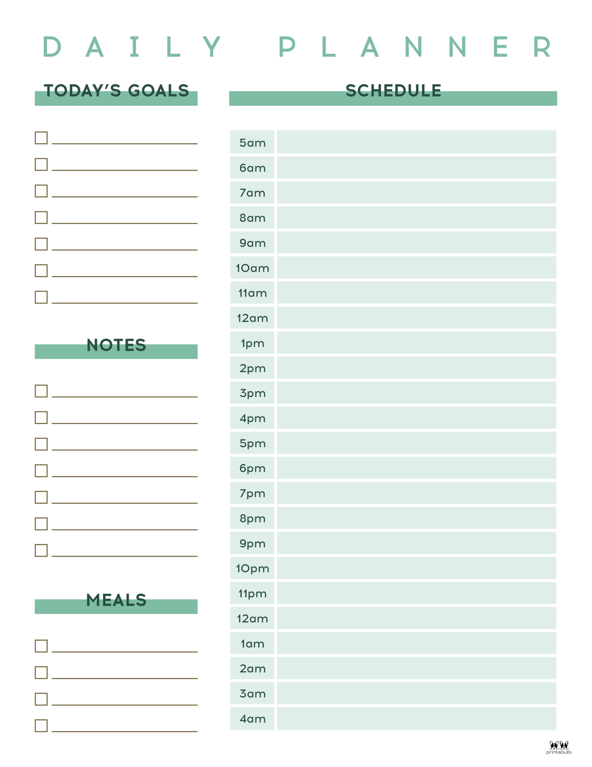 Hourly Planners 20 FREE Printables Printabulls