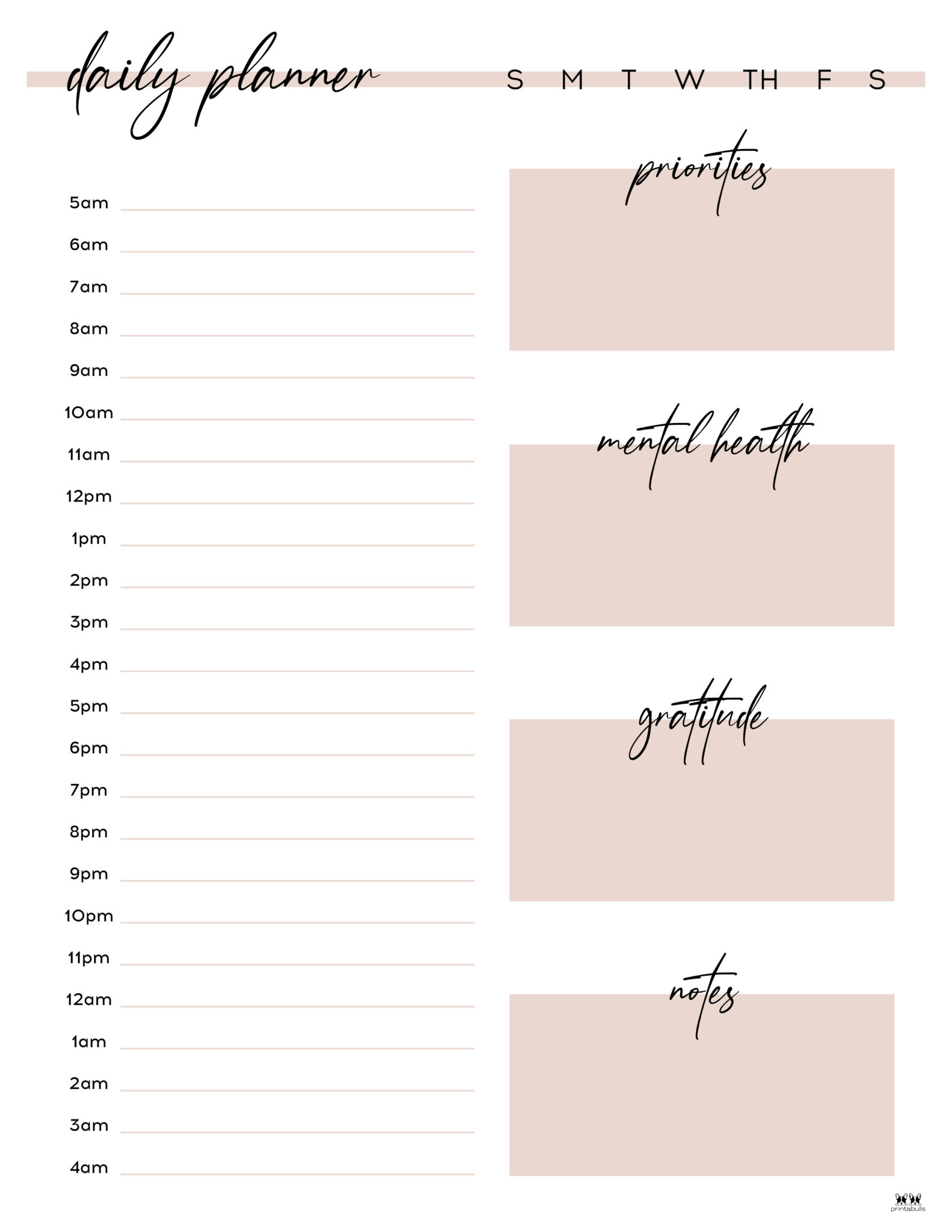 Hourly Planners 20 FREE Printables Printabulls