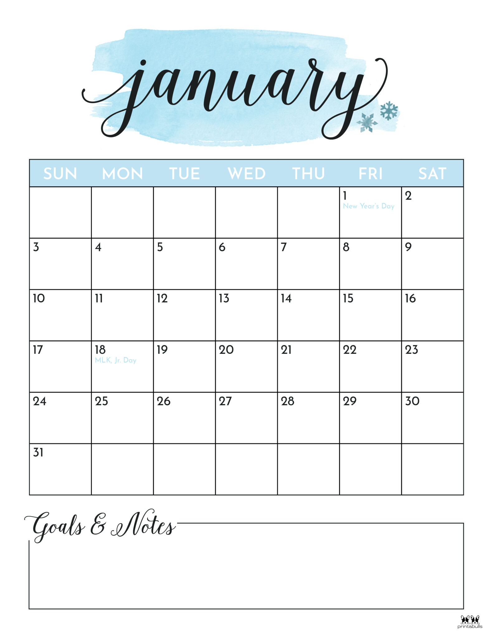 January 2021 Calendars - 15 Free Calendars | Printabulls