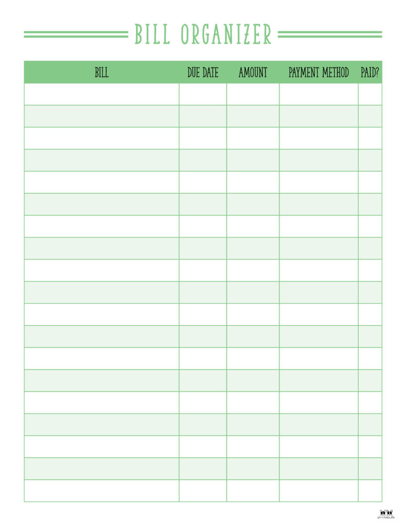 Free Printable Bill Tracker Printable Form Templates and Letter