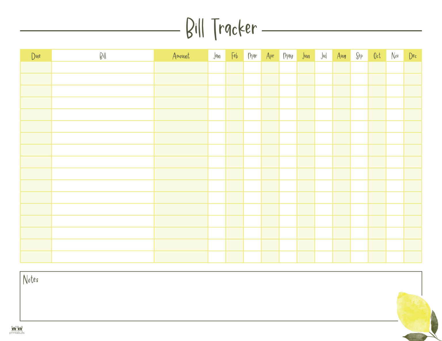 Monthly Bill Organizers - 18 Free Printables | Printabulls