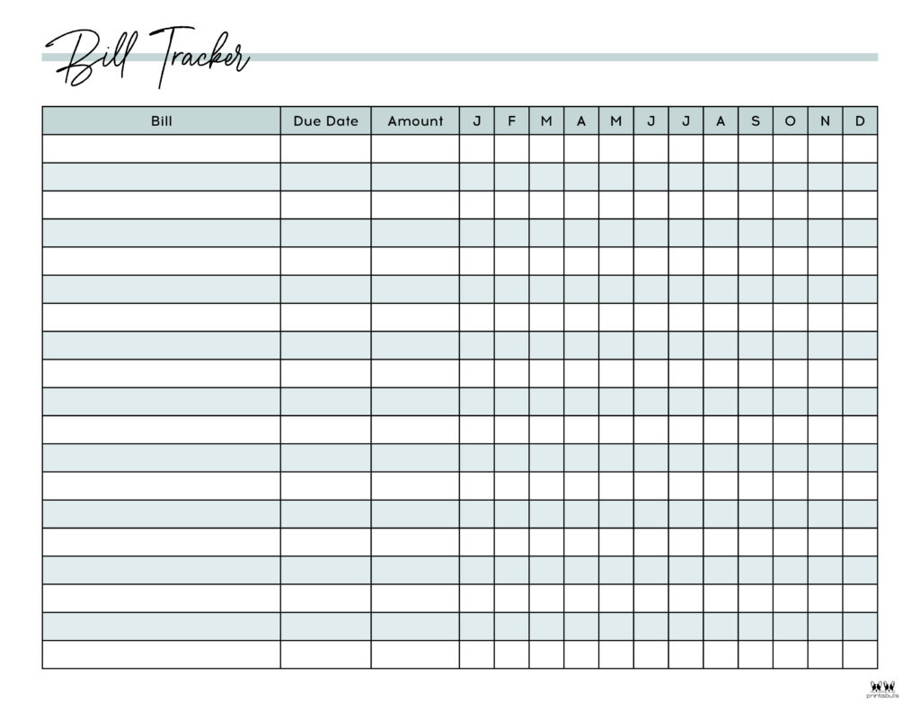 Printable Monthly Bill Organizer-Page 2