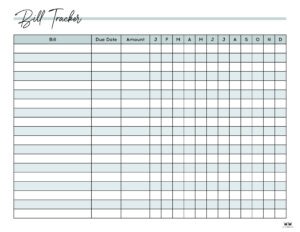 Monthly Bill Organizers - 18 Free Printables | Printabulls