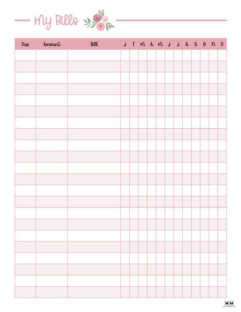 Pdf Free Printable Monthly Bill Organizer Sheets Printable Templates