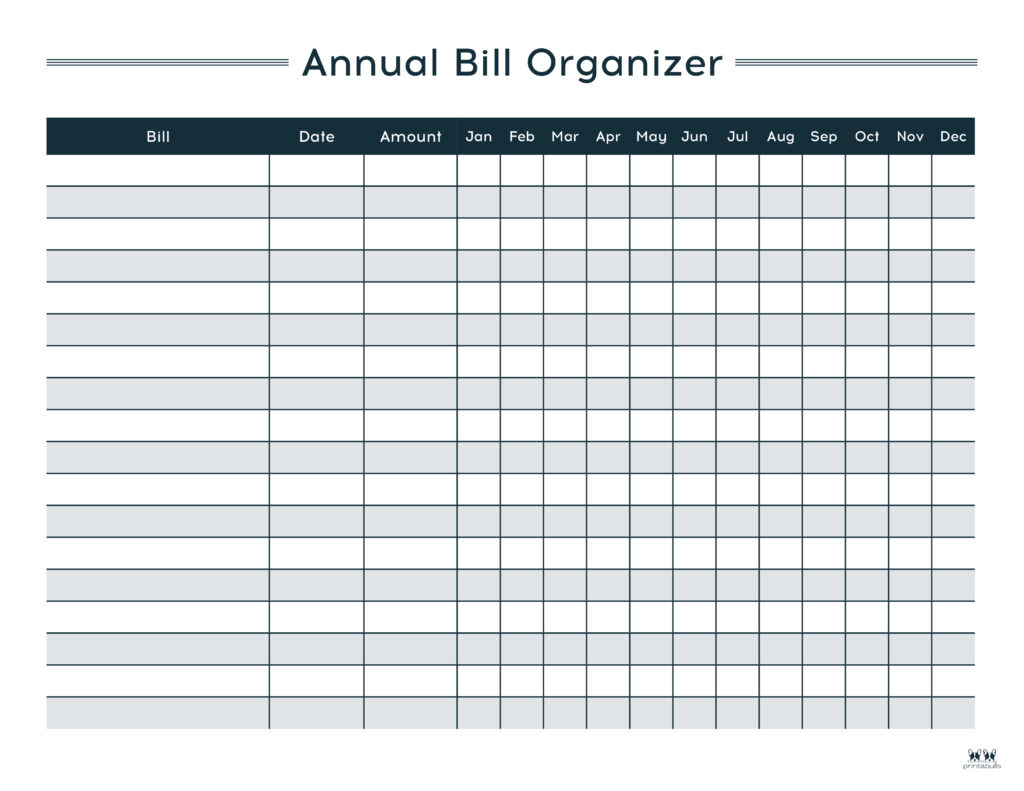 Botanical Monthly Bill Organizer Template Template - Printable PDF