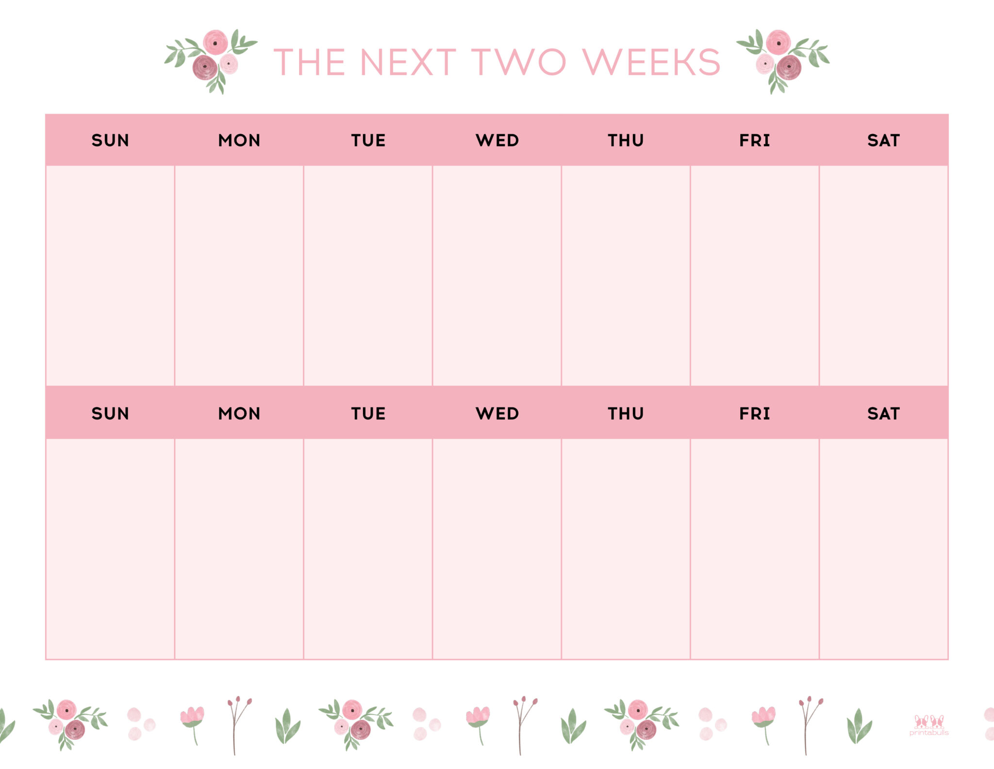 Two Week Planners Free Printables Printabulls