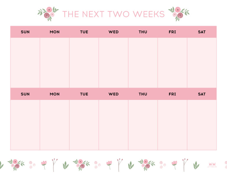 Two Week Planners Free Printables Printabulls