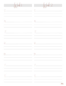 Two Week Planners - Free Printables | Printabulls