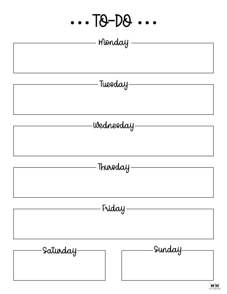 Weekly To Do List Printables - 15 Free Lists | Printabulls