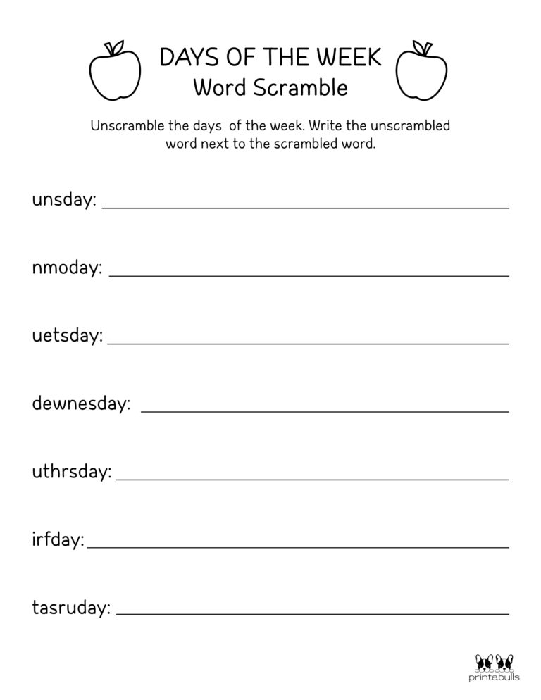 Days Of The Week Worksheets Printables 50 Free Pages Printabulls